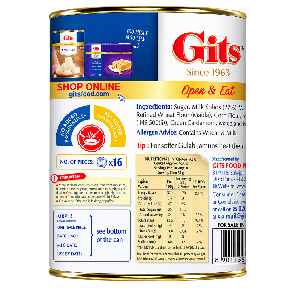 GITS GULAB JAMUN TIN 1KG