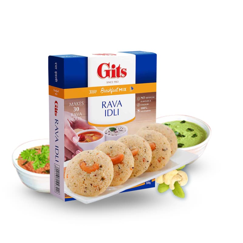 Gits Rava Idli Mix 200 g – Preparado para pastelitos de sémola al vapor