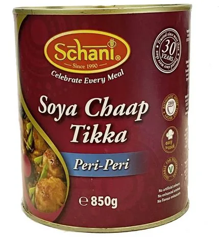Schani Soya Chaap Peri Peri 800 g – Brochetas de proteína de soja