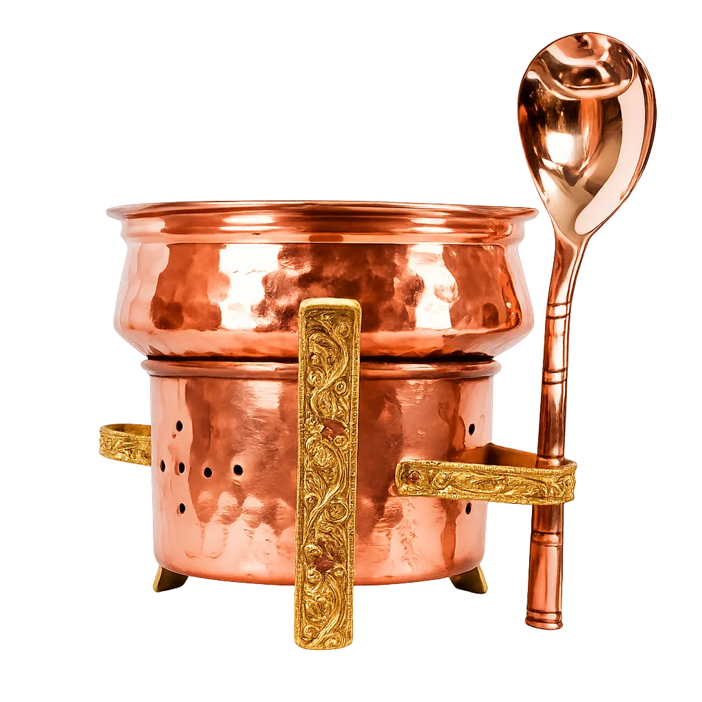 Set de servir Handi de cobre – Olla India para servir