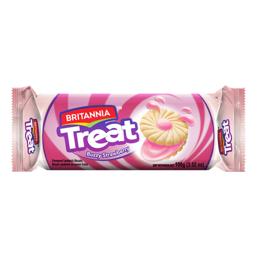 BRITANNIA BISCUITS TREAT STRAWBERRY CREAM 100g